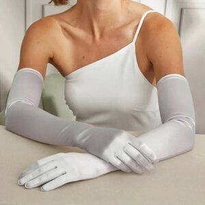 BHLDN Elegant White Satin Gloves